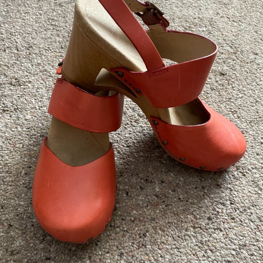 Dansko Orange Leather Thea Slingback Wedge